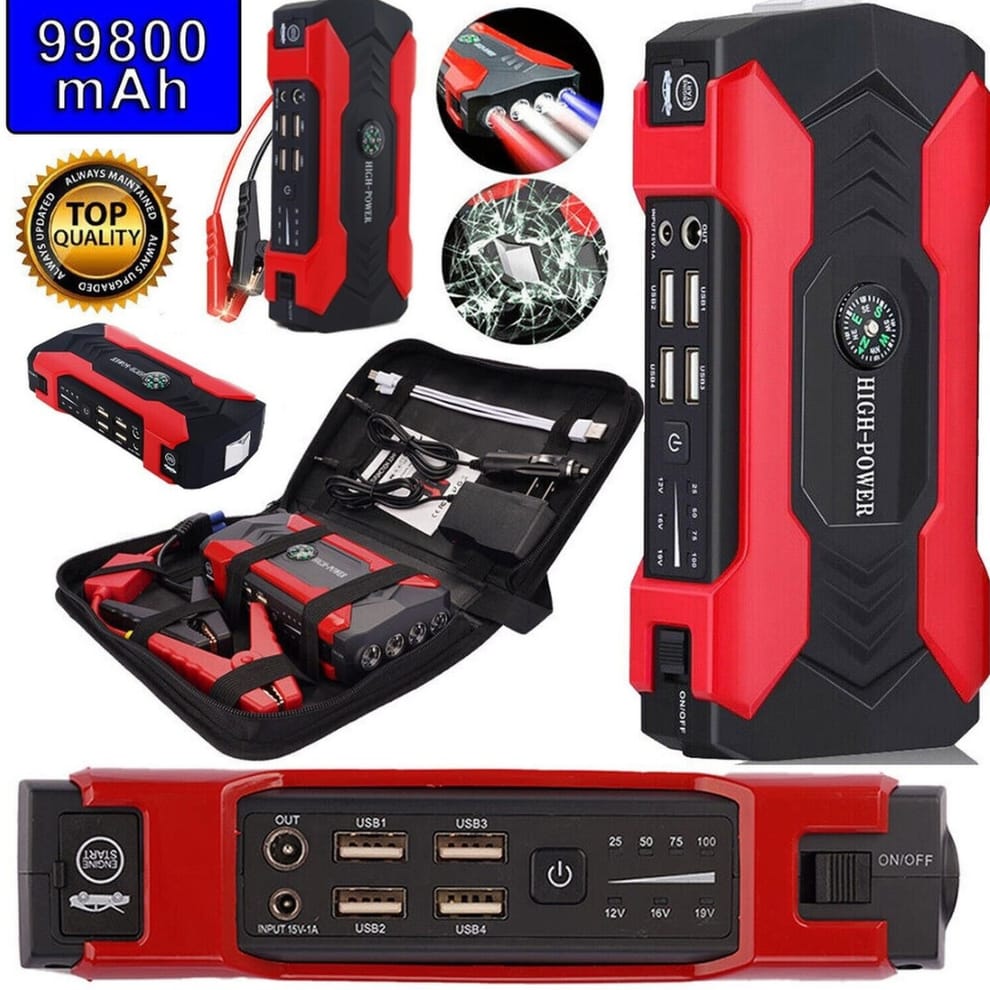 Multi-Function Jump Starter+Air Pump – Portable Automobile Emergency Power Supply with Power Bank & Safety Protection