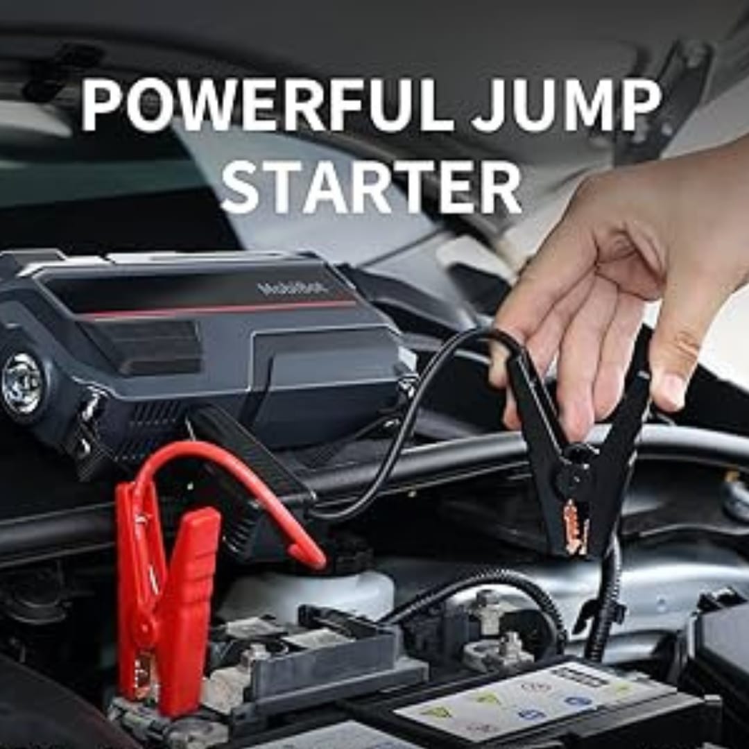 Multi-Function Jump Starter+Air Pump – Portable Automobile Emergency Power Supply with Power Bank & Safety Protection
