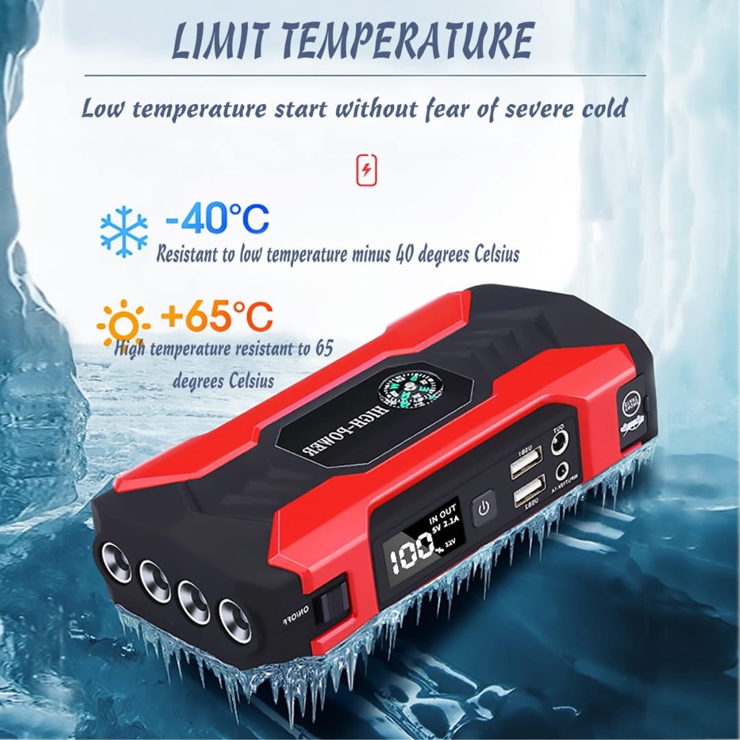 Multi-Function Jump Starter+Air Pump – Portable Automobile Emergency Power Supply with Power Bank & Safety Protection