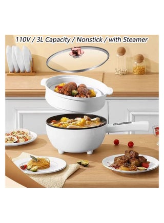 Multi-Function Electric Non-Stick Cooker with Glass Lid – 3L | Multi-Purpose Cooking Pot for Boiling, Frying, Steaming & Hot Pot