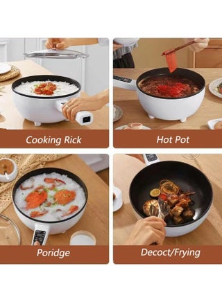 Multi-Function Electric Non-Stick Cooker with Glass Lid – 3L | Multi-Purpose Cooking Pot for Boiling, Frying, Steaming & Hot Pot