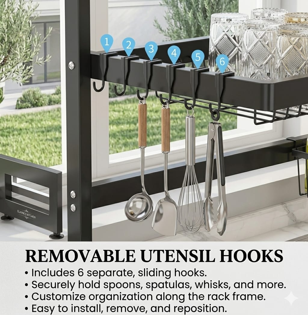 Over-the-Sink Dish Drying Rack – Large Capacity Metal Kitchen Organizer with Lid Storage, Space-Saving Multi-Functional Dish Rack