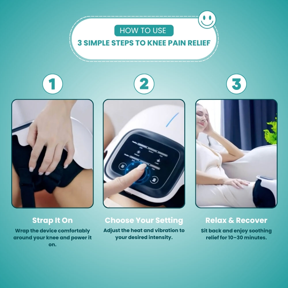 3-in-1 Heated Knee Massager – Vibration & Red Light Therapy for Fast Knee Pain Relief