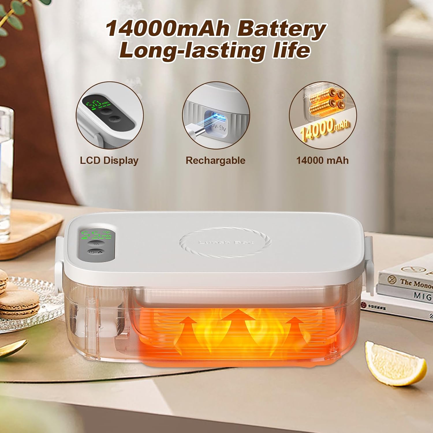 Cordless Electric Lunch Box with Rechargeable Battery – Portable Heated Food Container for Work, Travel & Outdoor Use