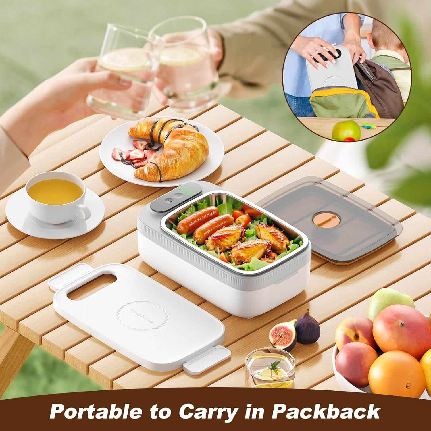 Cordless Electric Lunch Box with Rechargeable Battery – Portable Heated Food Container for Work, Travel & Outdoor Use