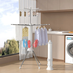 Foldable 360° Rotating Clothes Drying Stand | Aluminum Tripod Laundry Rack