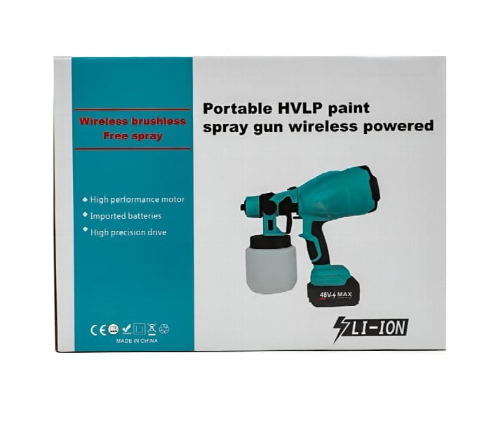 Cordless HVLP Paint Spray Gun 48V – 2 Rechargeable Batteries