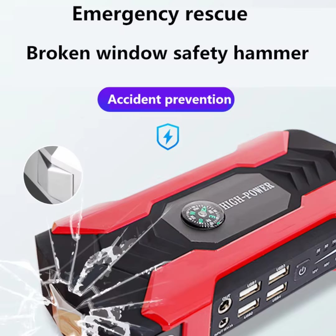 Multi-Function Jump Starter+Air Pump – Portable Automobile Emergency Power Supply with Power Bank & Safety Protection