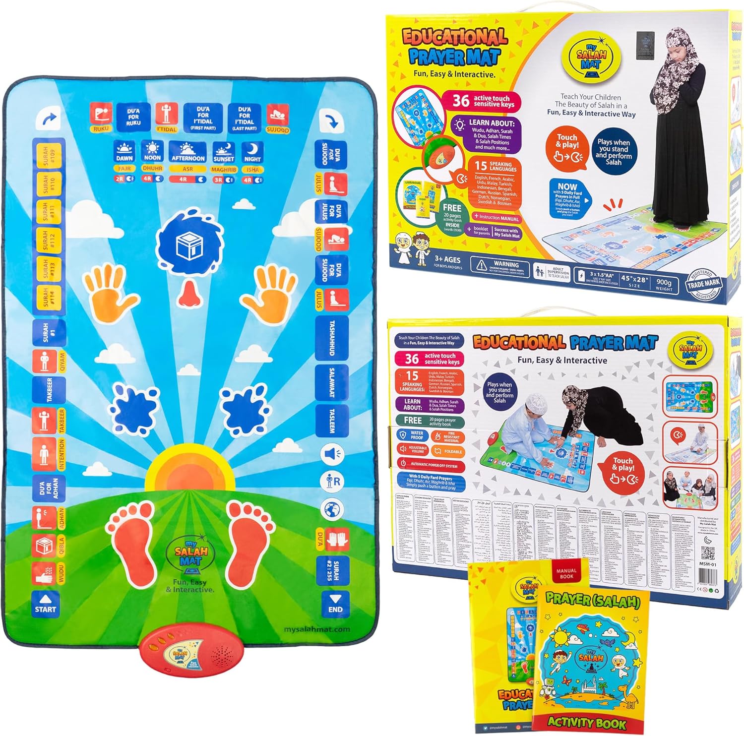 Educational Smart Prayer Mat for Kids - سجادة صلاة ذكية تعليمية للأطفال – سجادة سجدة تفاعلية مع إرشادات صوتية وتدريب على الصلاة