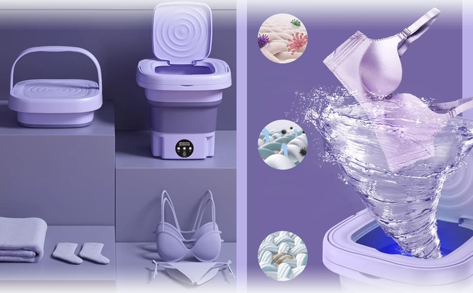 Portable Mini Foldable Washing Machine - 3 Wash Modes with Spin Dry | Space-Saving & Travel Friendly