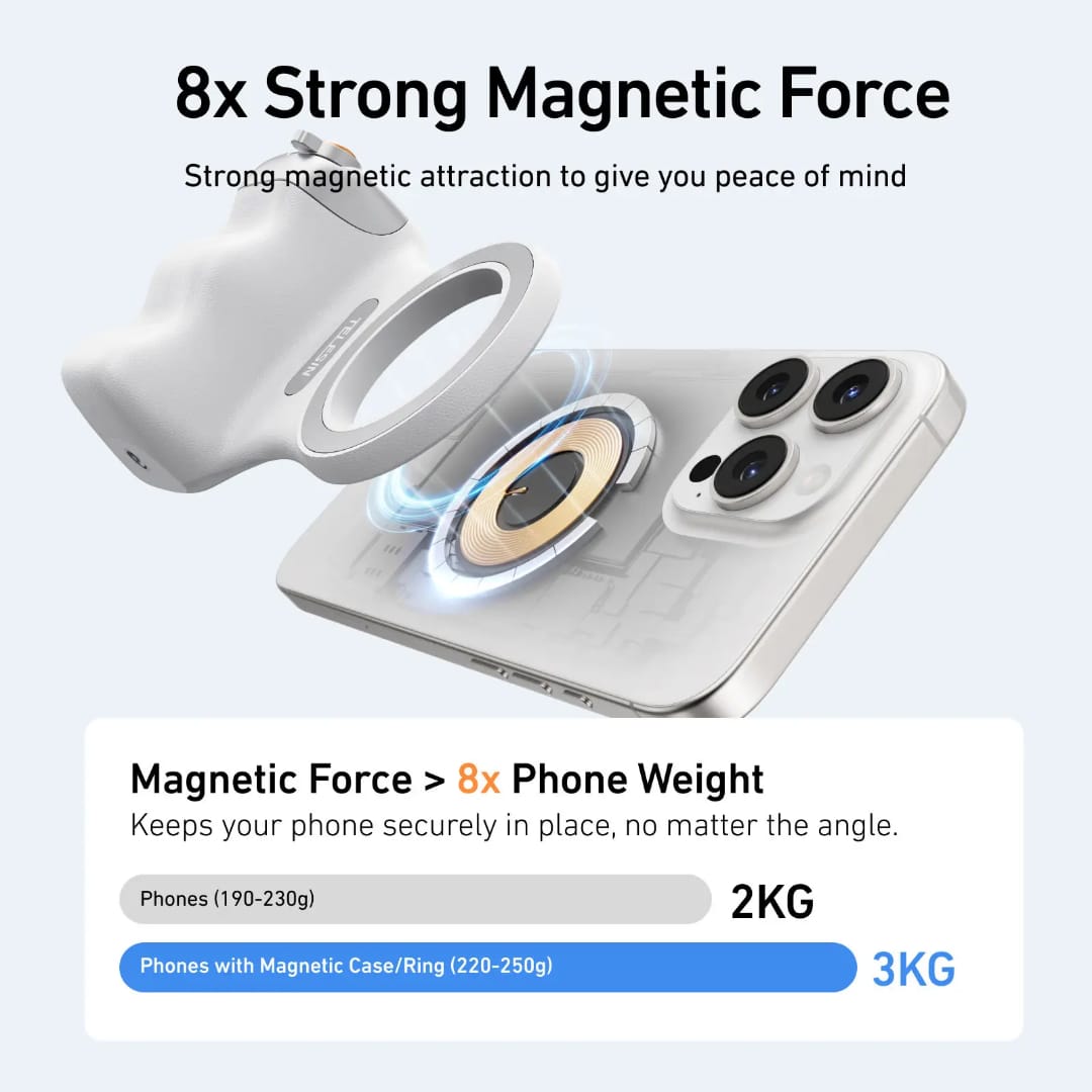 Fun Shot Magnetic Grip + Ring Light for Phone – Secure Hold, Stylish Comfort & Easy One-Hand Use