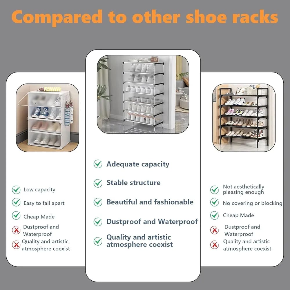 Dustproof Multi-Layer Shoe Rack Organizer with Fabric Cover