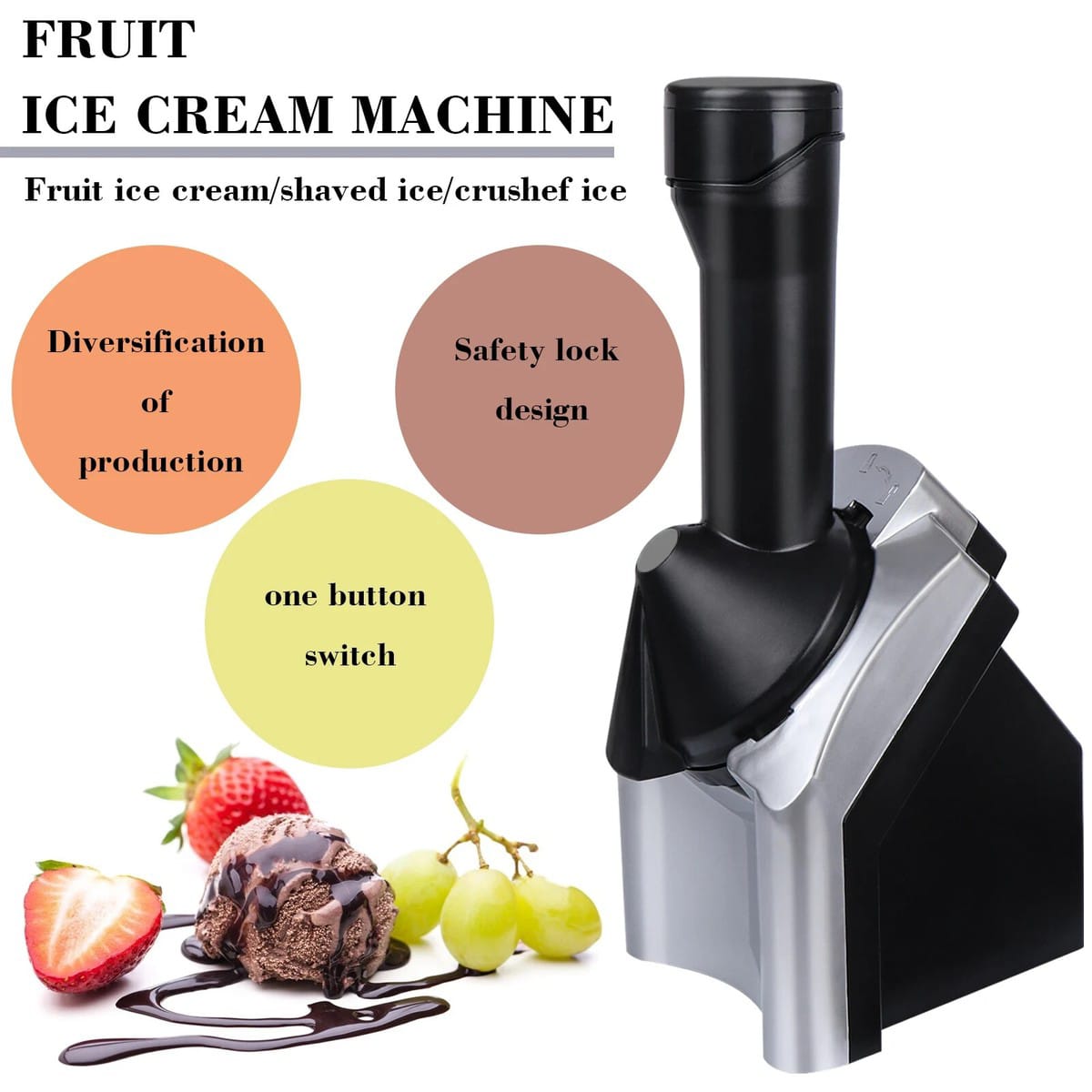 Home Ice Cream Maker – DIY Fruit Soft Serve Machine for Ice Cream.