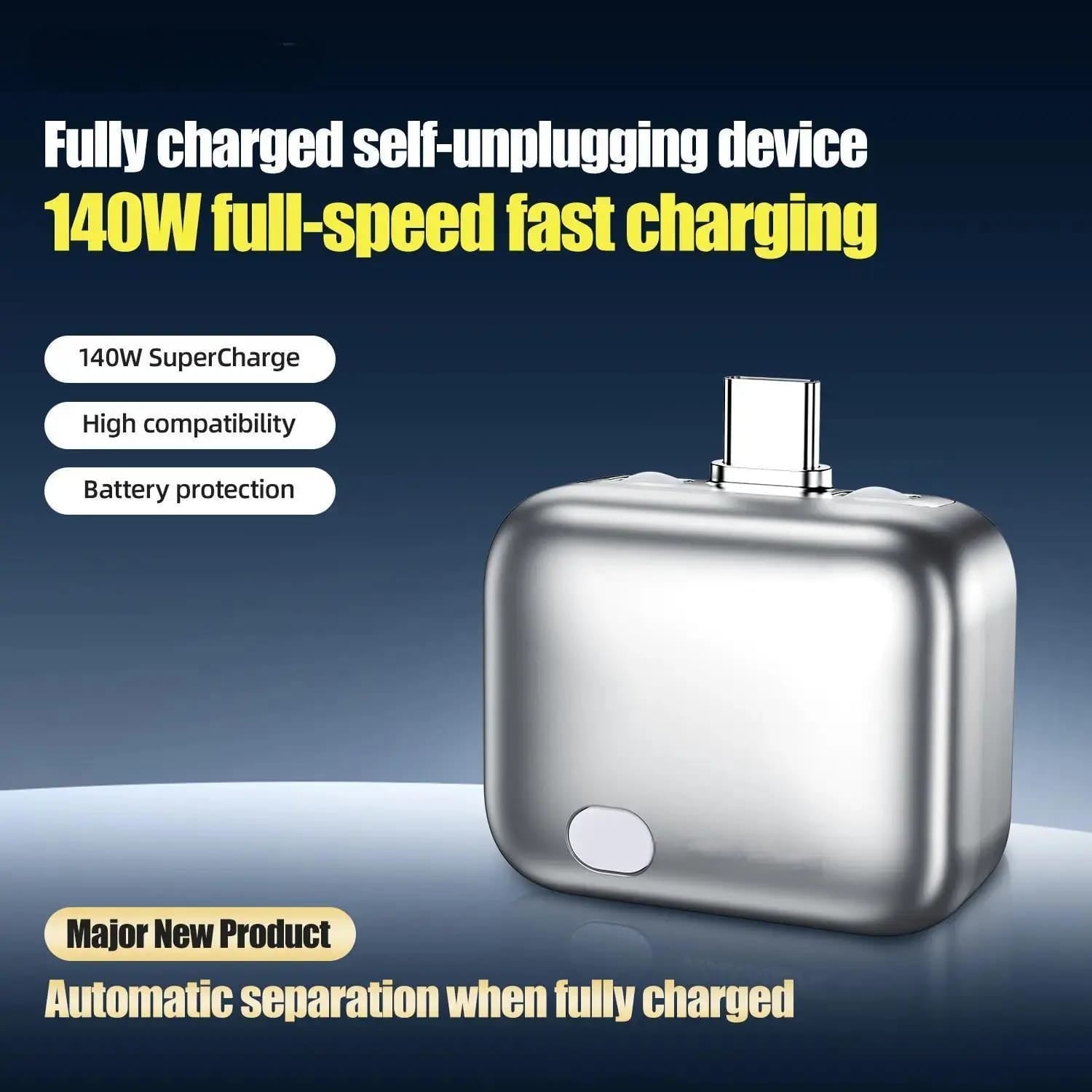 140W Smart Auto Disconnect USB-C Fast Charging Adapter | Self-Unplugging Charger with Battery Protection