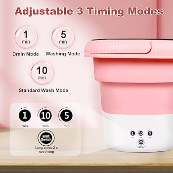 Portable Mini Foldable Washing Machine - 3 Wash Modes with Spin Dry | Space-Saving & Travel Friendly