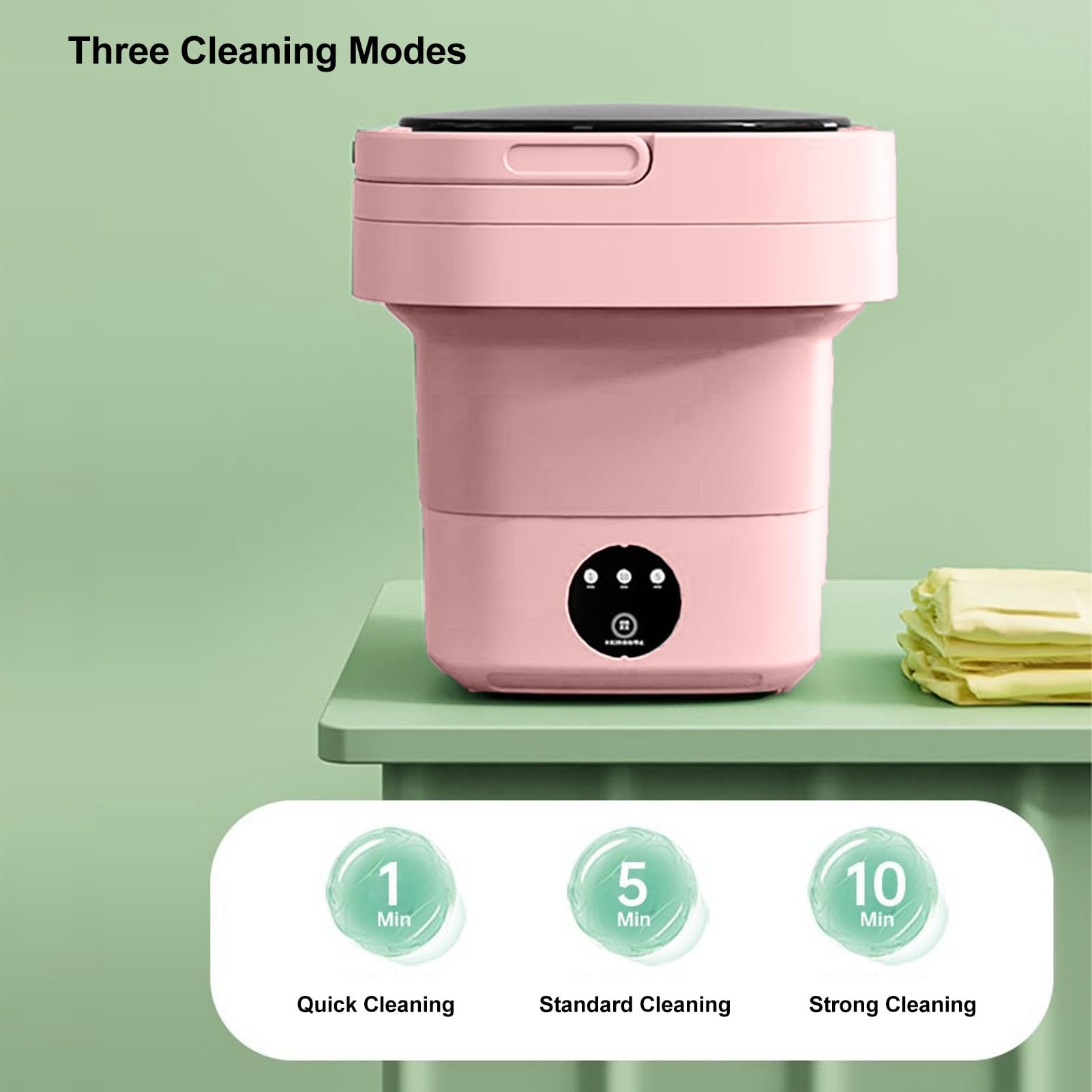 Portable Mini Foldable Washing Machine - 3 Wash Modes with Spin Dry | Space-Saving & Travel Friendly
