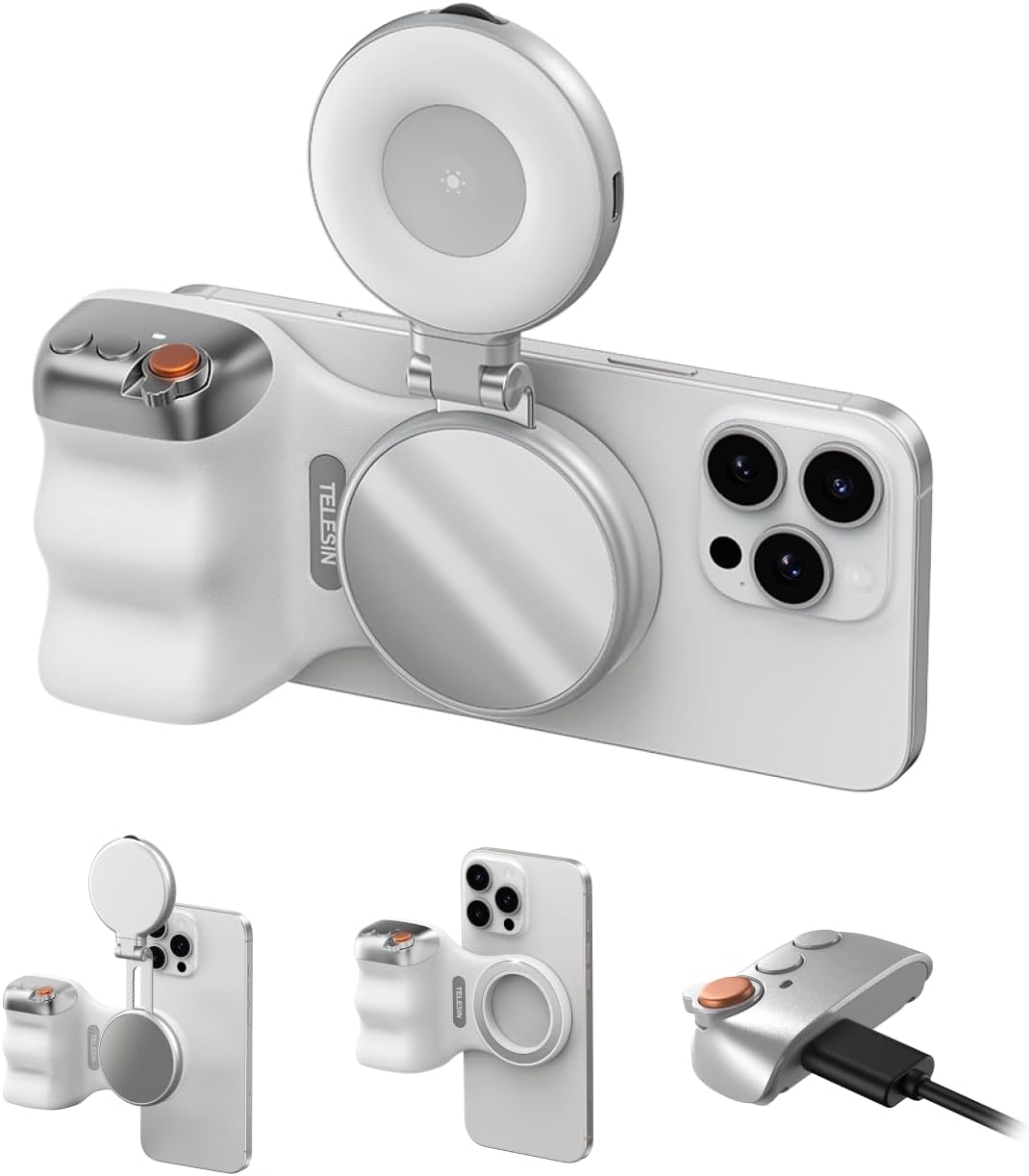 Fun Shot Magnetic Grip + Ring Light for Phone – Secure Hold, Stylish Comfort & Easy One-Hand Use